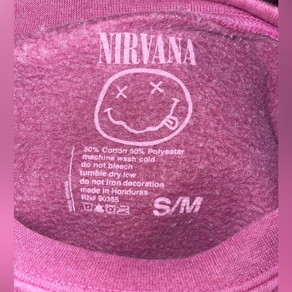NWOT Nirvana Smiley Artsy Oversize Crewneck Sweater - Picture 3 of 7